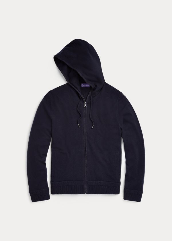 Men's Ralph Lauren Suede-Trim Wool-Blend Hoodies | 207485NHG